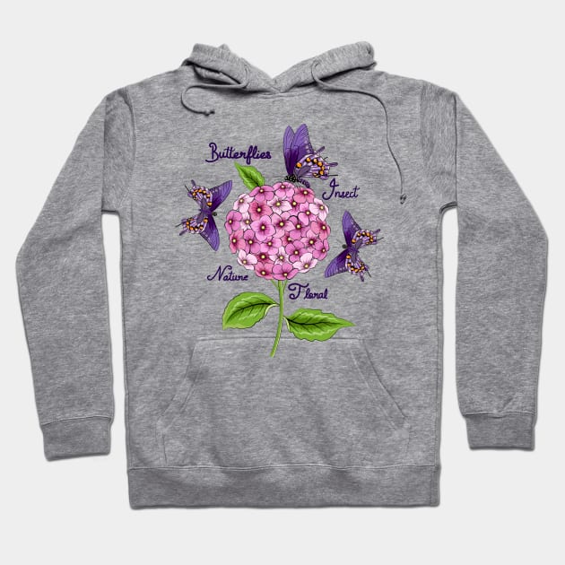 Hydrangea And Butterflies Hoodie by Designoholic